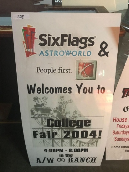 Six flags Astroworld college fair 2004 2x4 plastic sign