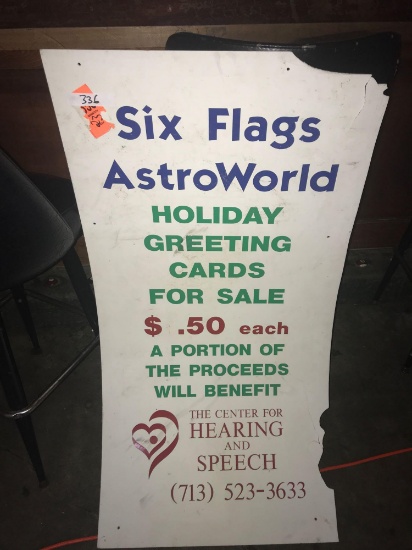 Six flags AstroWorld the center for Hearing and Speech 2x4ft plastic sign