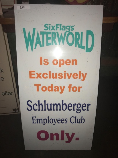 Six Flags WaterWorld 2x4ft plastic sign