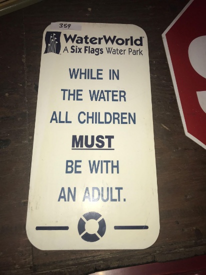 WaterWorld Children Must Be With Adult Sign