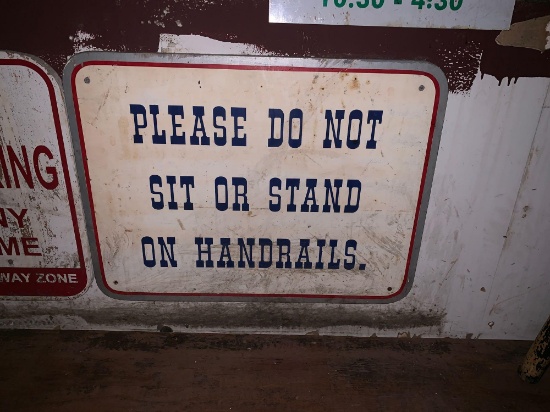 No Sit or Stand on Handrails Sign