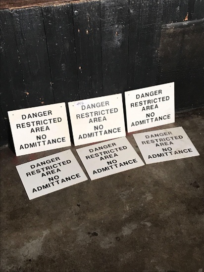 6 Danger Restricted Area No Admittance Signs