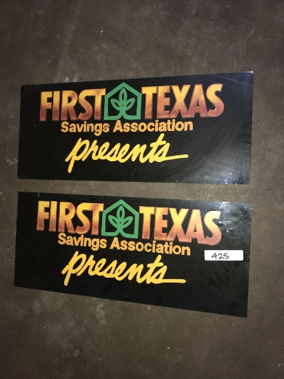 2 First Texas Saving Associations Presents signs