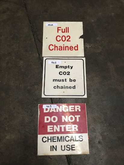 Qty of 2 Danger chemicals/co2 plastic signs