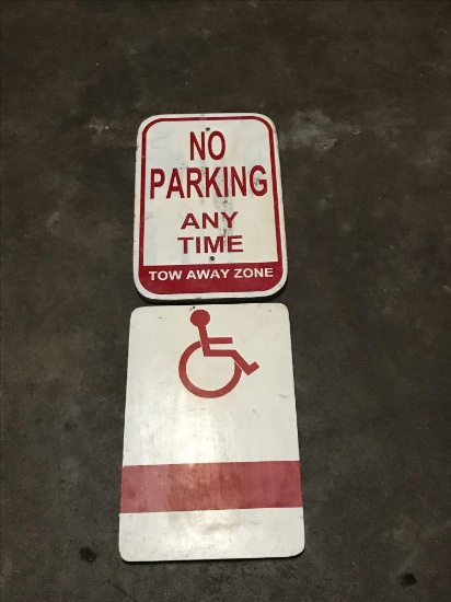 No parking/handicap wooden signs