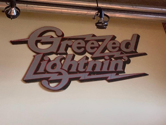 Official GREEZED LIGHTNIN' AstroWorld Ride Entrance Sign - VERY RARE