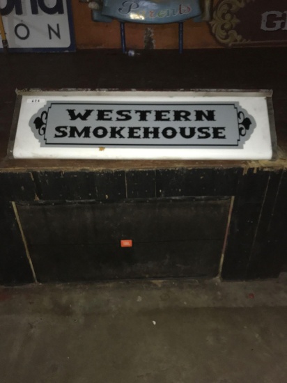 Western smokehouse 1ft 2in x 4ft 1/2in metal/plastic sign