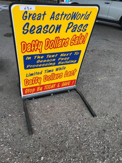 Great AstroWorld season pass Daffy dollars sale 3x2ft plastic/metal