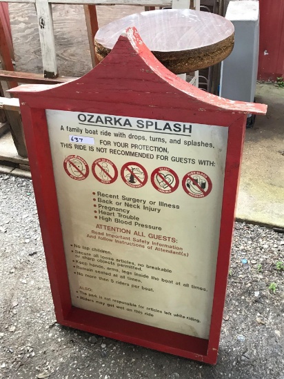 Ozarka splash ride safety and instructional sign