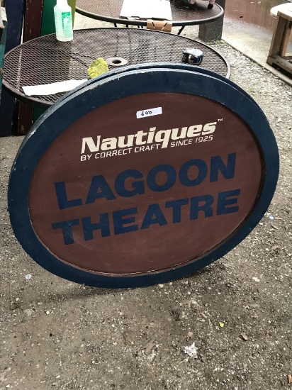 Nautiques lagoon theatre 3ft x 3ft 5in wooden sign