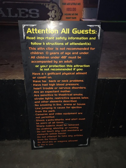Attention all guest warning/safety sign