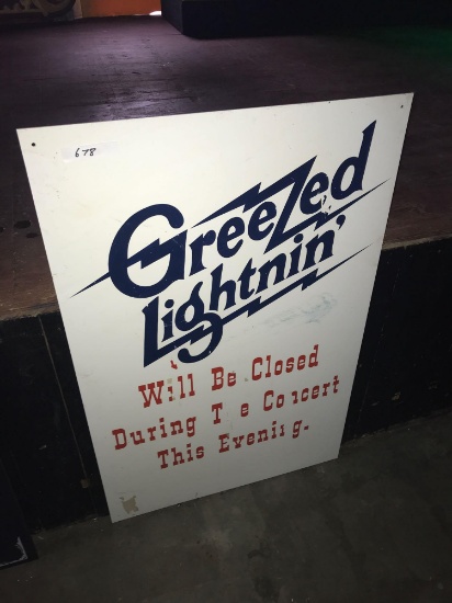 Greezed Lightnin will be close during the concert this evening sign
