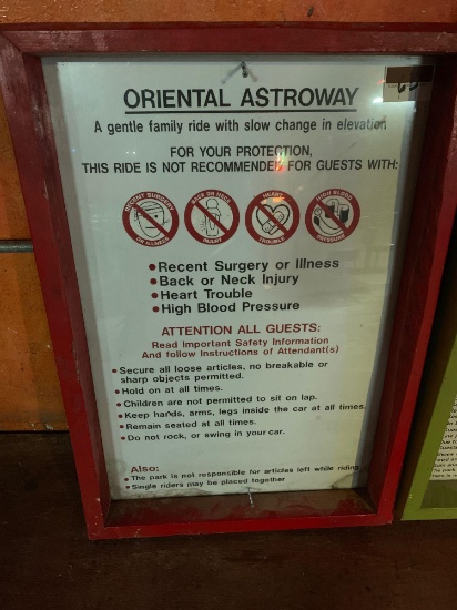 Oriental Astroway Instructional Ride Sign