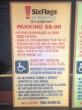 SixFlags AstroWorld Parking pricing sign