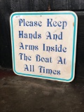 Please keep Hands and feet inside boat sign