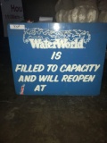 Waterworld is filled to capacity 2ft x 1ft 7in wooden sign