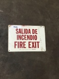 Fire exit English & Spanish 10in x 1ft 2in plastic sign