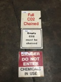 Qty of 2 Danger chemicals/co2 plastic signs