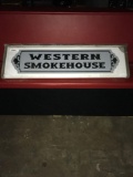 Western smokehouse 1ft 2in x 4ft 1/2in metal/plastic sign