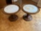 Vintage Solid Marble And Oak End Table Set