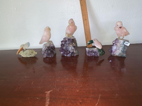 Crystal and Mineral Bird and Geode Statuettes