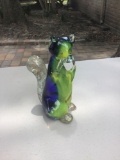 Hand-carved and colored glass squirrel statue