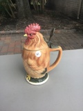 Hand-painted rooster stein