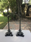 Pair of bronze candlestick holders