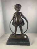 European Finery Bronze Statue Of Girl With Hoop