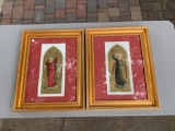 Pair of religious prints with gold leaf in frame