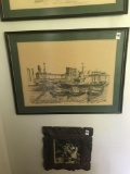 Drawing of Houston Ship Channel from 1950s in frame