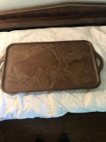 Carved wood serving tray