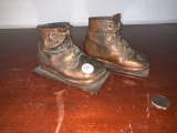 Vintage Bronzed Baby Shoe Bookends