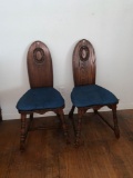 Pair Of Mid-Century Solid Oak Accent Chairs