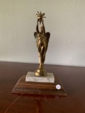 Vintage Solid Brass and Marble Victory Statuette