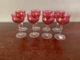 Set of 8 Blown Glass Cordial Glasses