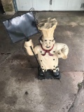 Ceramic hand-painted chef with sign