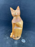 Vintage Handmade Wood Carving Of Cat