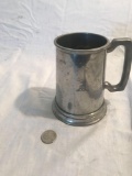 Vintage Engraved Pewter Tankard and Silver Necklace Charm