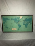 Vintage Framed Pan Am Clipper Club Pilot Map