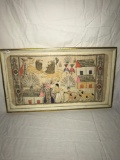 Vintage Watercolor On Paper In Frame - Unsigned