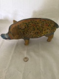 Vintage Handpainted Clay Piggy Bank
