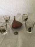 Asst shot glasses and Golf Club Head