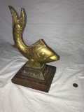 Vintage Solid Brass Koi Statuette