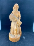 Vintage Handmade Wood Carving Of Peasant Woman