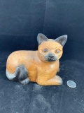 Vintage Handmade Wood Carving Of Cat