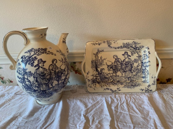 Ceramic Pitcher and Tray Set