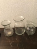 Quantity of three glass vases