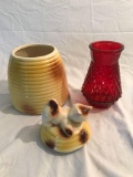 Ceramic decorative pottery and glass vase