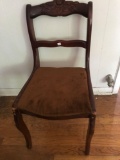 Vintage wood chair with upholstered seat